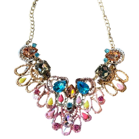 🎁 Colorful Crystal Statement Necklace Set - Picture 10 of 12